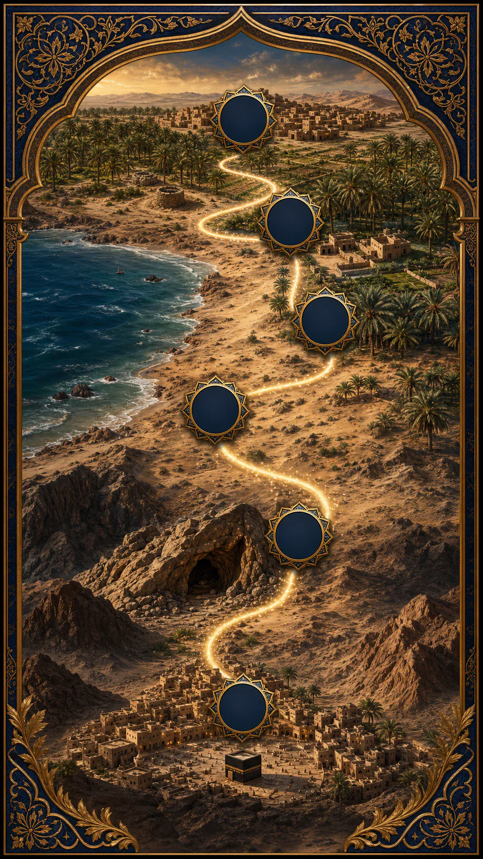 SeerahQuest journey map moving through Arabian landscapes